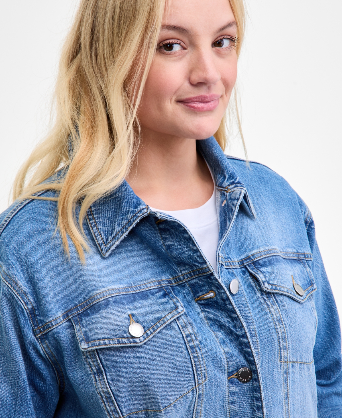 On 34th Trendy Plus Denim Trucker Jacket, Macy's Exclusive