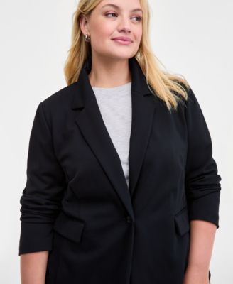 Trendy Plus Size Longline Pont&eacute;-Knit Blazer, Created for Macy's