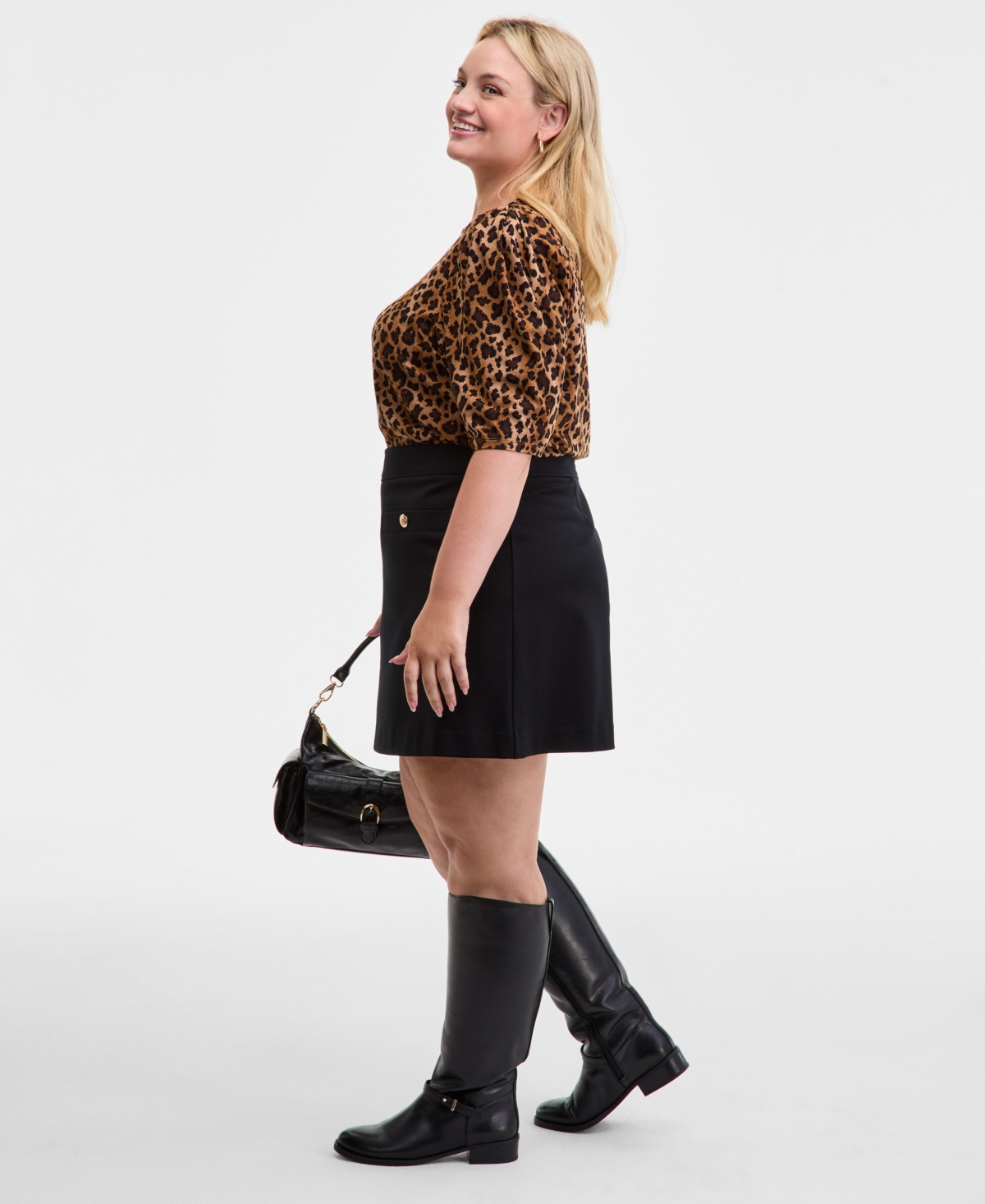 On 34th Trendy Plus Solid Ponte Mini Skirt, Macy's Exclusive In Black