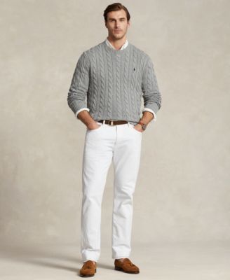 Men's Big & Tall Cable-Knit Cotton Sweater