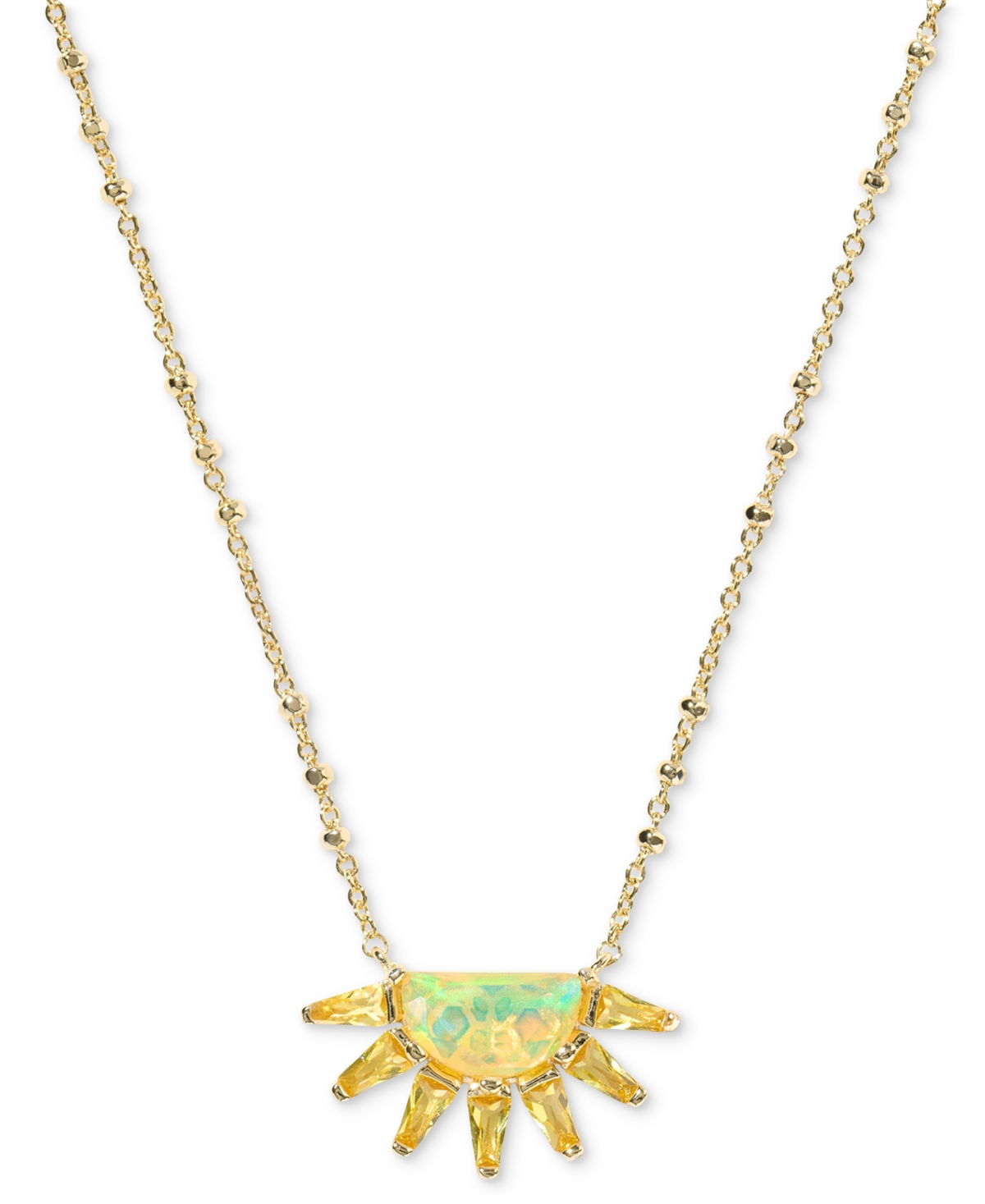 Gold-Tone Samantha Sun Short 19" Pendant Necklace - Yellow Opalescent Resin
