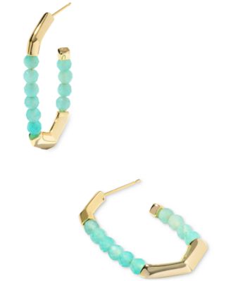 Kendra Scott - Gold-Tone Sylvia Teal Beaded Medium Hoop Earrings, 1.59"