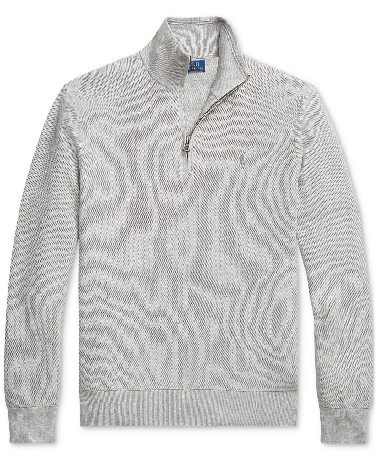 Polo Ralph Lauren Logo-embroidered Honeycomb-knit Cotton Half-zip Sweater In Gray