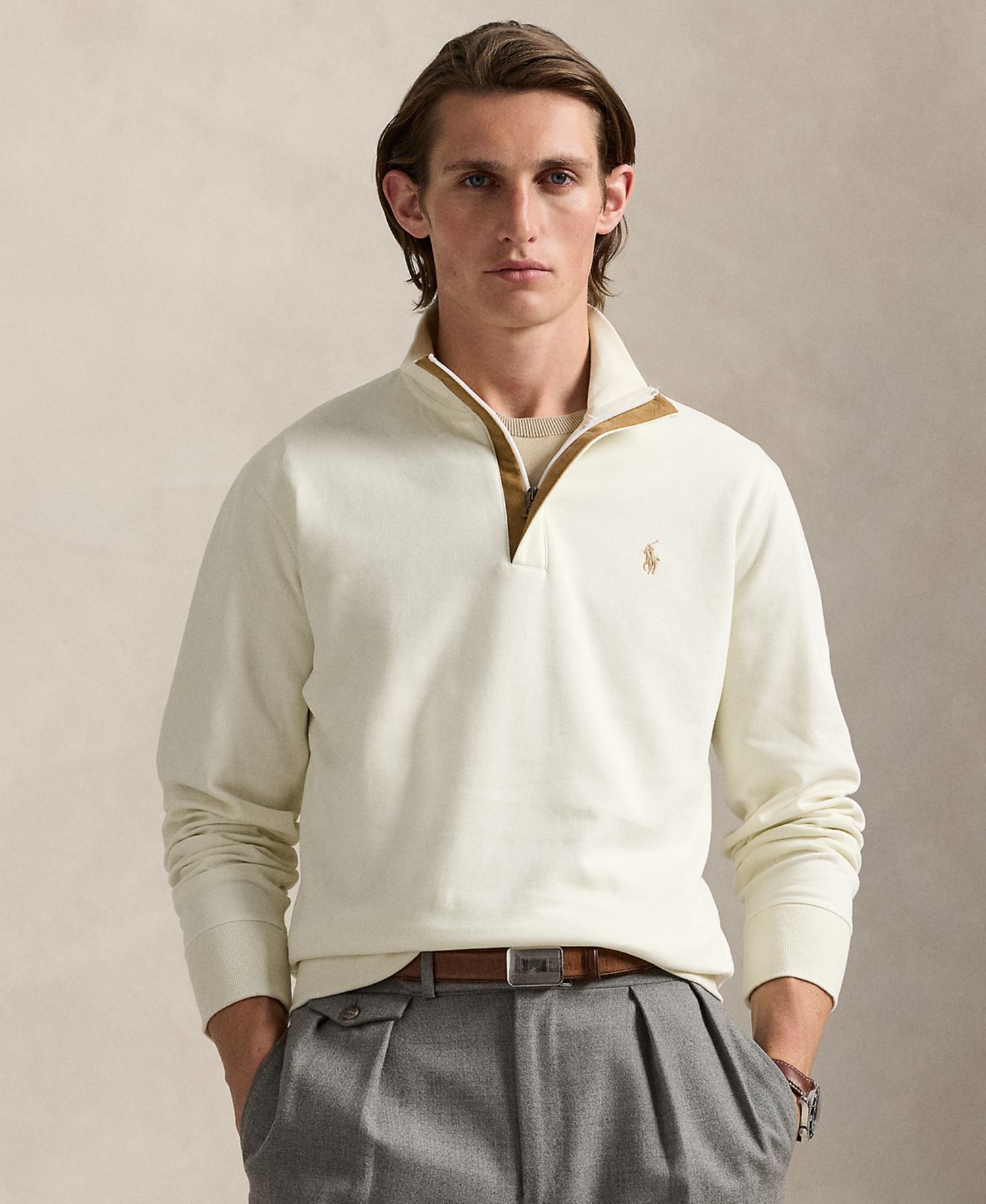 Men's Luxury Jersey Quarter-Zip Pullover Sweater