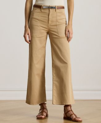 Petite Stretch Chino Wide-Leg Cropped Pants