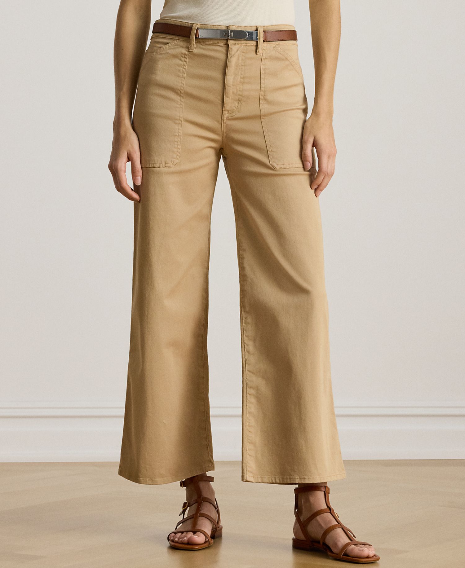 Women's Stretch Chino Wide-Leg Cropped Pants