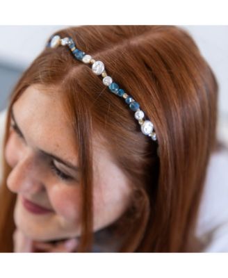 Wavy Oyster Pearl Headband - Ocean Blue