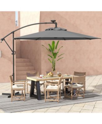 10 Feet 360° Rotation Solar Powered LED Patio Offset Umbrella without Weight Base