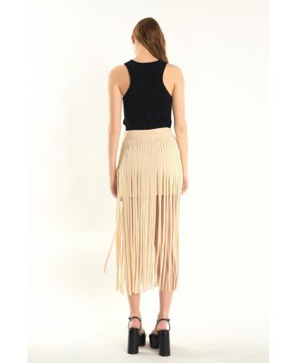 Women's Knit Fringe Skirt