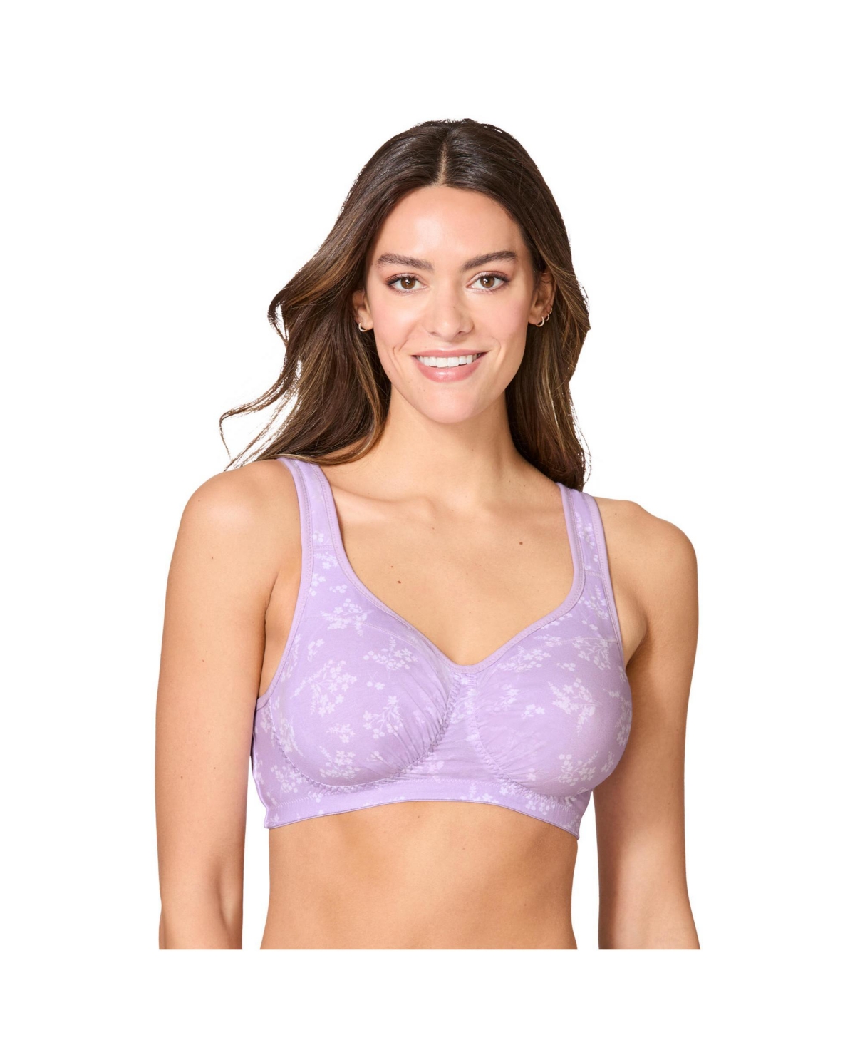 Women's Wireless Leisure Bra - Pastel lilac bouquets