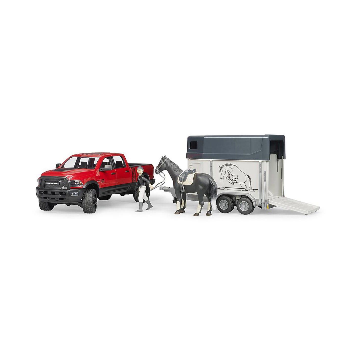 Детские игрушки Bruder 1:16 Power Wagon Ram 2500 Pickup with Horse Trailer and Horse, 3-Piece Set — фото 2