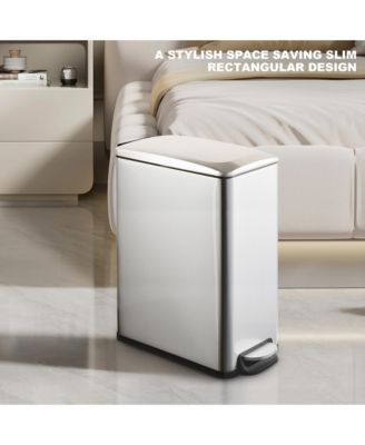 2.6 Gal./10 Liter Slim Stainless Steel Step-on Trash Can for Bathroom and Office