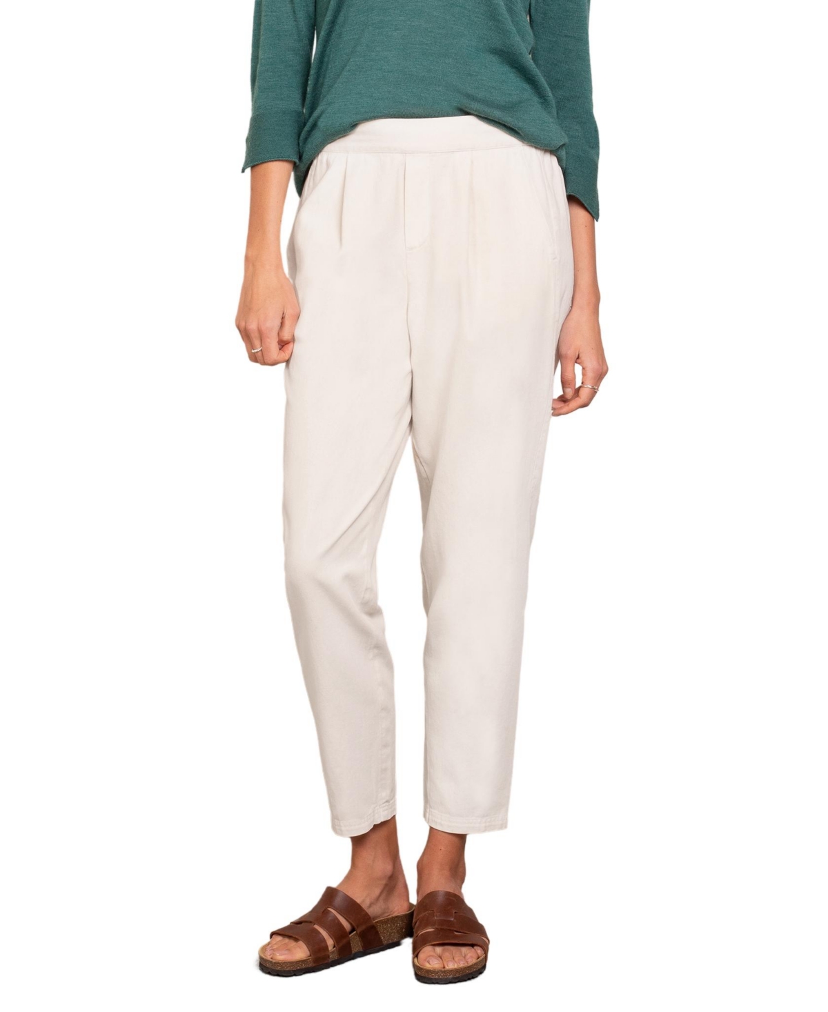 Women's Twill Tapered Pull On Pants - Oatmeal