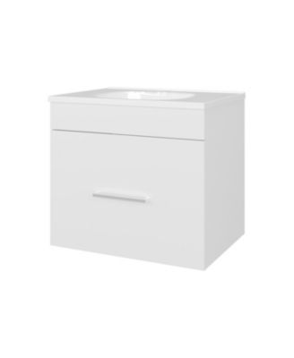 Story Floating Bathroom Vanity Set with Sink, One Drawer White