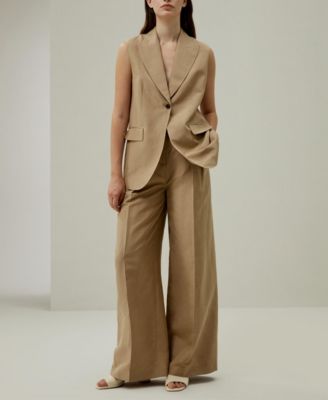 Single Button Sleeveless Lapel Blazer