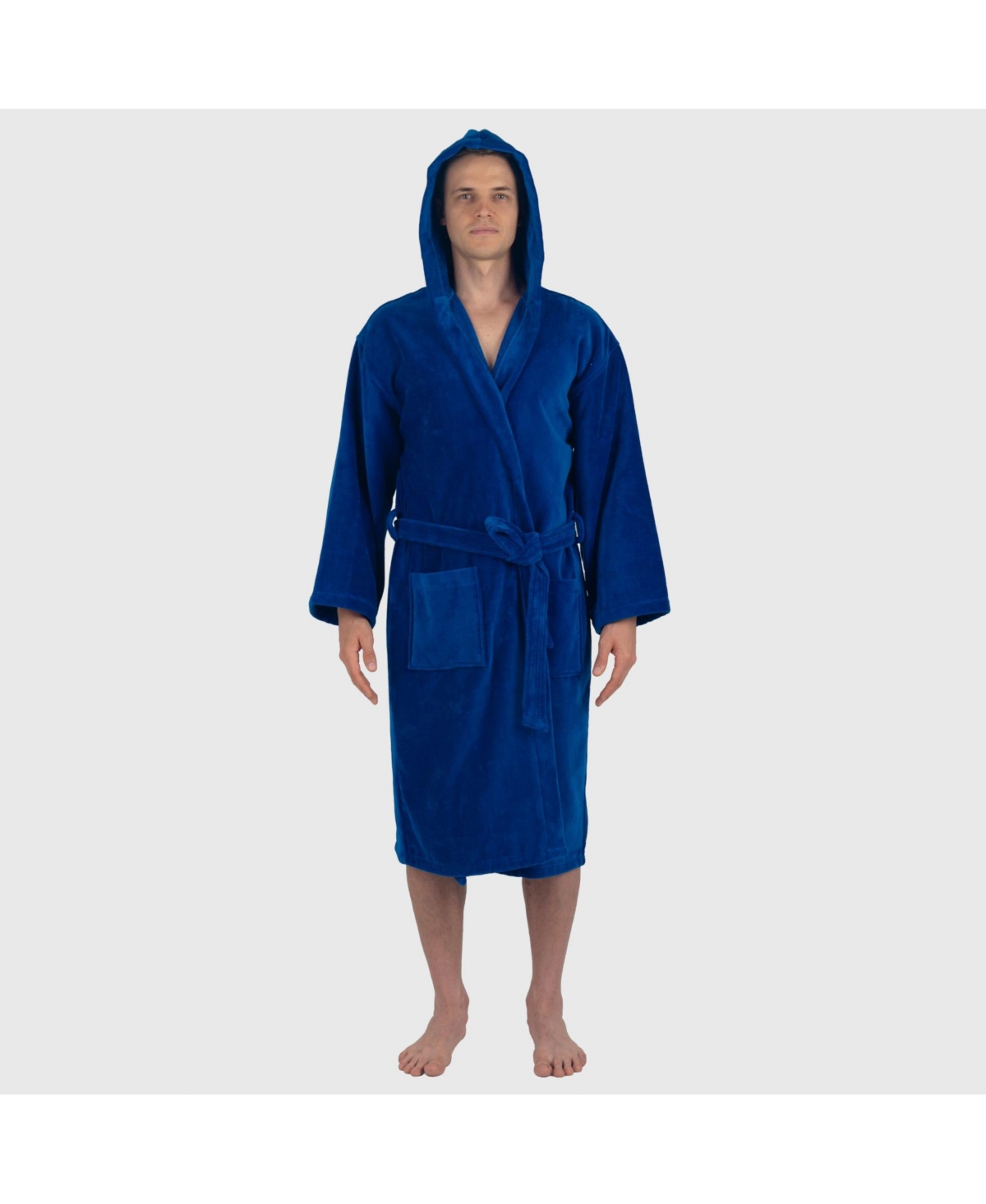 Men's Dane Hooded Bathrobe Cotton Terry Cloth Luxury Hotel Spa Robe - White