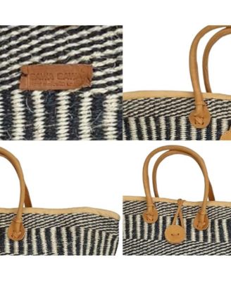 Balance Stripes Handwoven Beach Straw Tote Basket