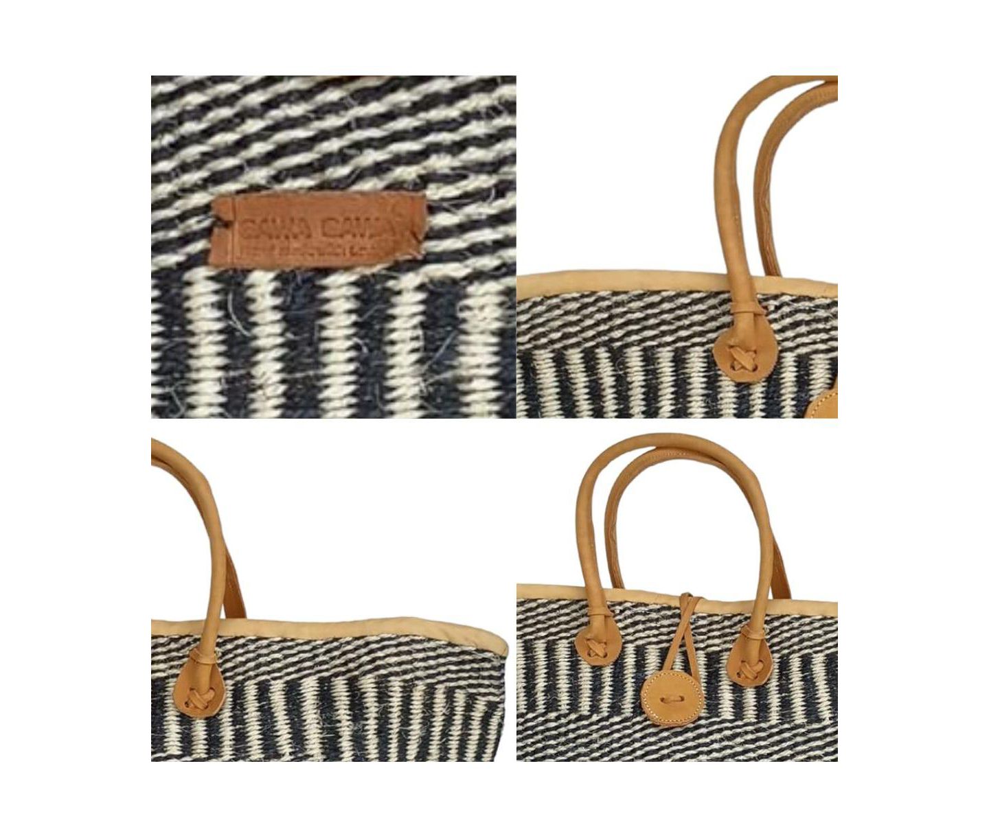 Женская сумка SAWA SAWA Balance Stripes Handwoven Beach Straw Tote Basket, цвет: Чёрный / Белый — фото 4