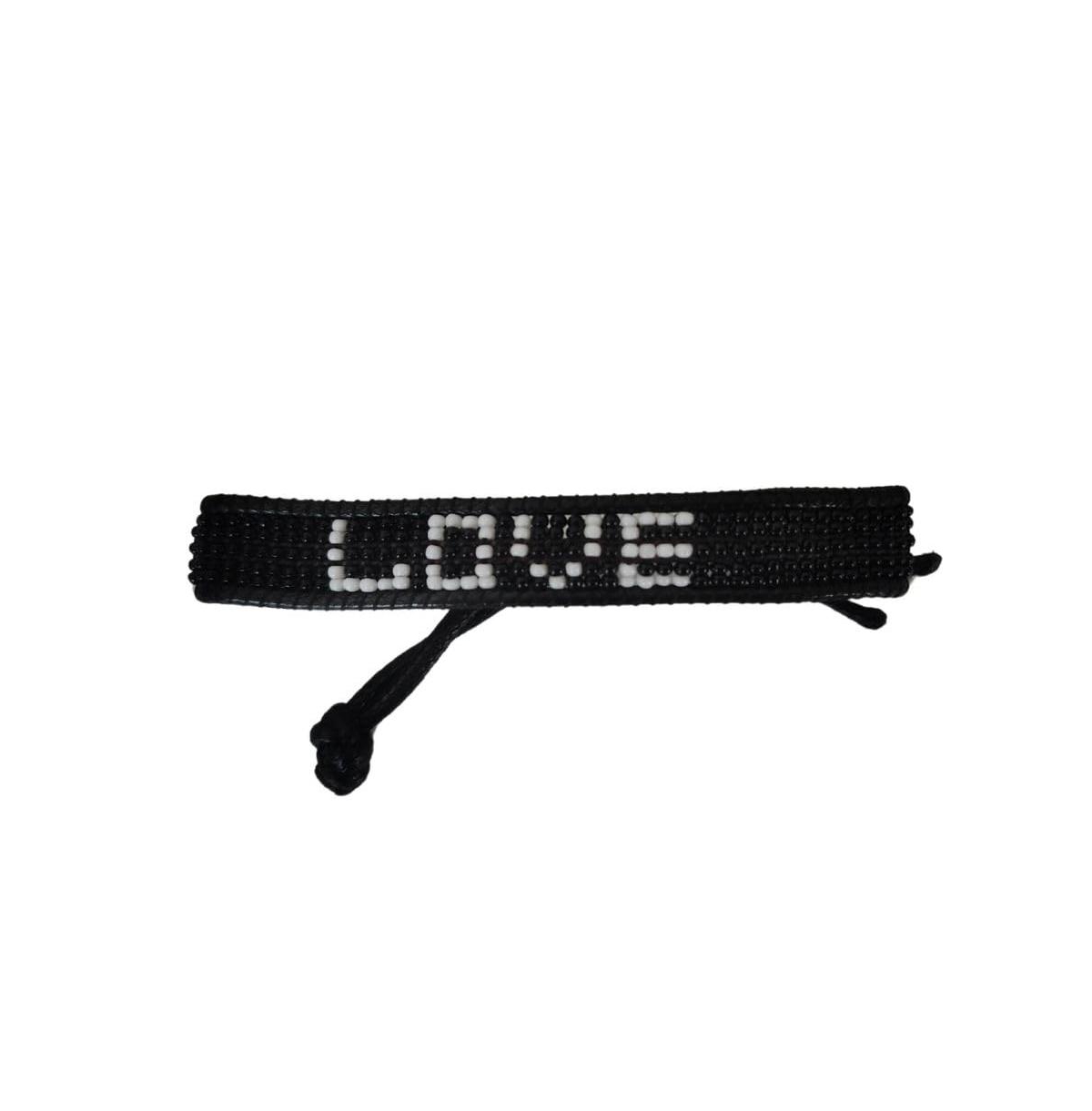 Black & White Love Beaded Bracelet &#x2013; Handmade with Purpose - Black