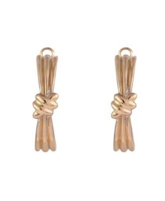 Gold Tone Hoop Earrings with Center Knot