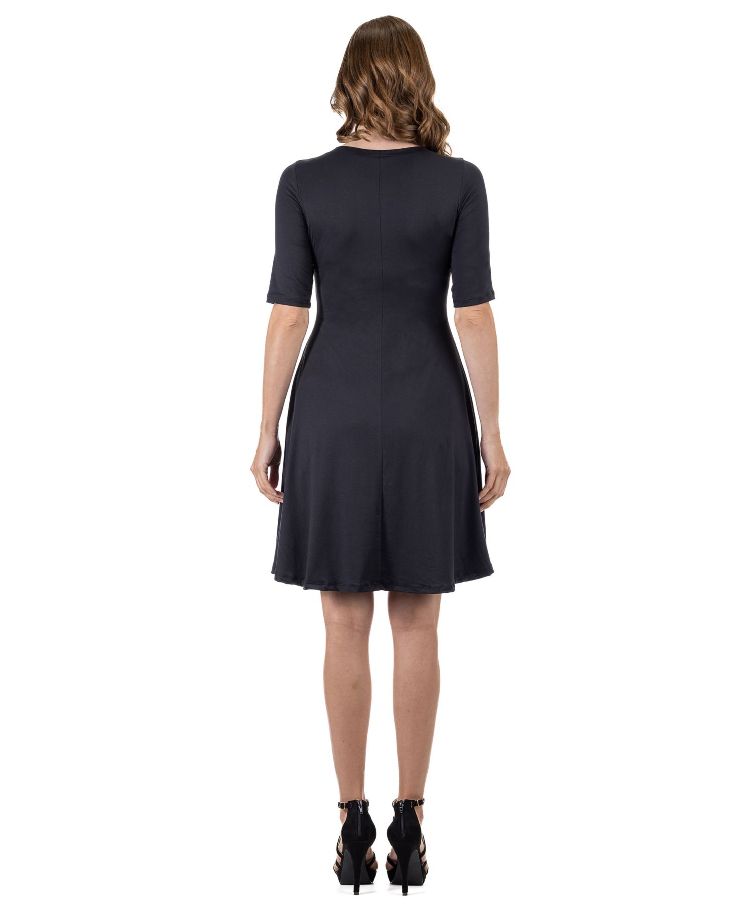 24seven Comfort Petite Apparel A Line Knee Length Dress Elbow Length Sleeves