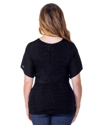 Petite V-Neck Knot Front Kimono Sleeve Top