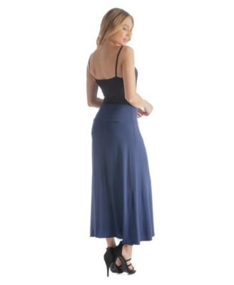 Petite Elastic Waist Solid Color Maxi Skirt