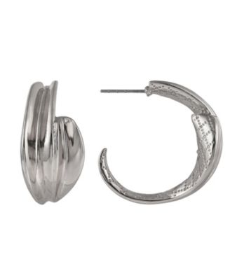 Post Silver Tone Hoop Earrings