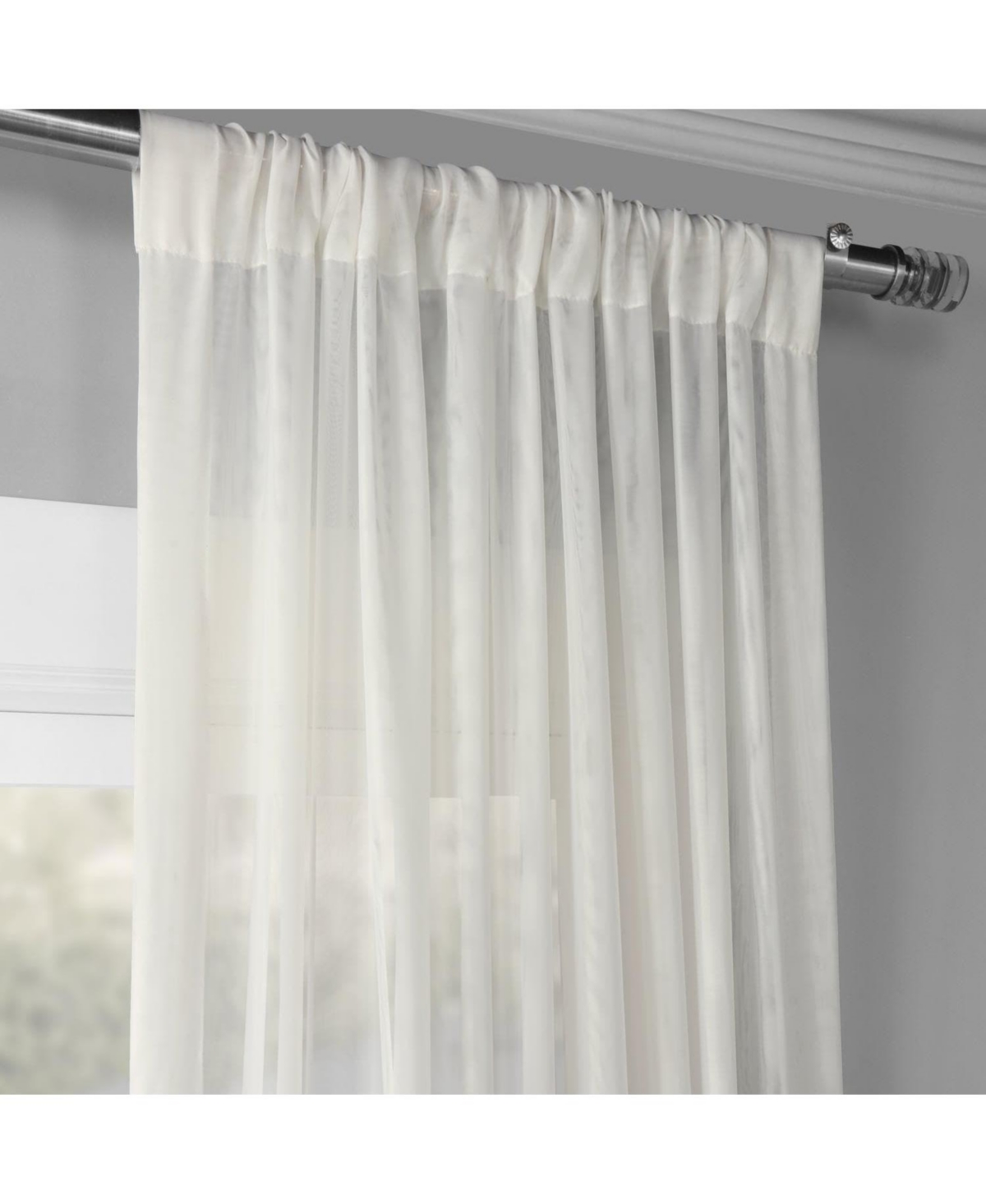Half Price Drapes Double Layered Off White Sheer Curtain