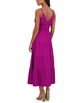Women's Cotton-Blend Spaghetti-Strap Tiered Maxi Dress