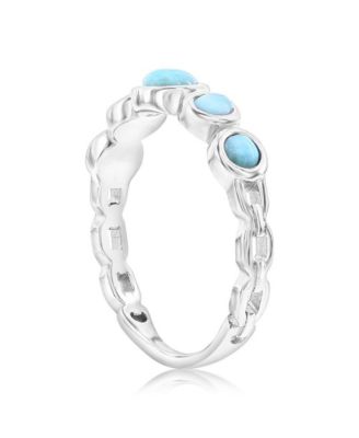 Sterling Silver, Graduating Round Larimar Ring