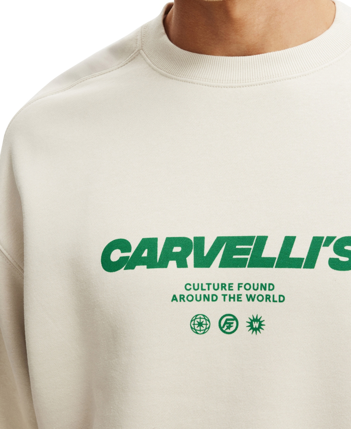 COTTON ON MEN'S BOX FIT GRAPHIC CREW SWEATER 
