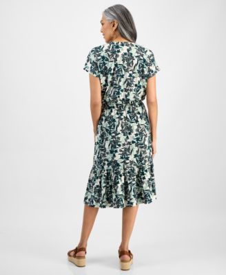 Women's Printed Short-Sleeve Tiered Dress, Exclusively at Macy's 