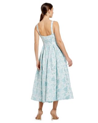 Women's Sleeveless Large Bow Detail Floral Brocade Dress