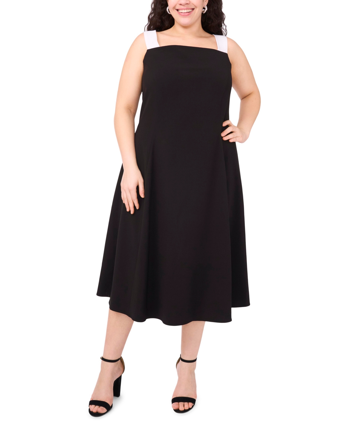 Msk Plus Size Sleeveless Square-neck Midi Dress