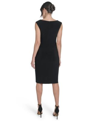 Petite Sleeveless Asymmetric Sheath Dress