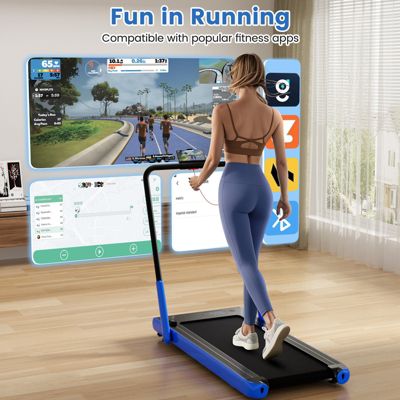 3-in-1 3HP Folding Treadmill with Smart Apps Remote Control and Speakers