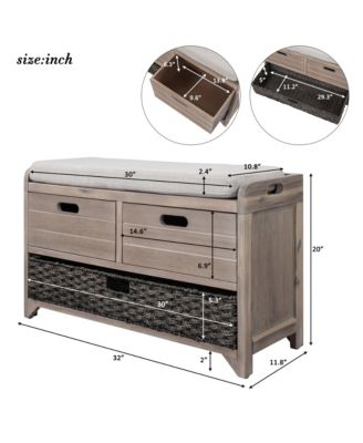 Streamdale Fully Assembled Shoe Bench with Storage and Basket