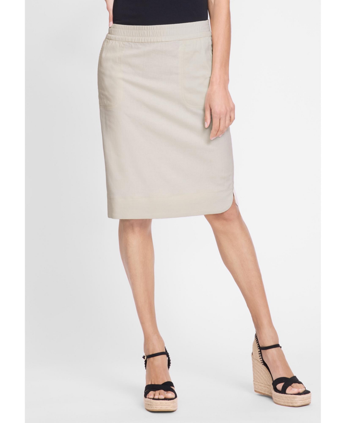 Women's Linen Blend Pull-On Skirt - Canvas beige