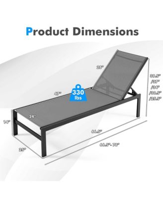 Patio Chaise Lounge Outdoor Adjustable Lounge Chair W/ 6-Position Backrest