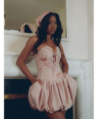 Women's Palesa Pink Ballet Style Embroidered Bubble Hem Mini Dress