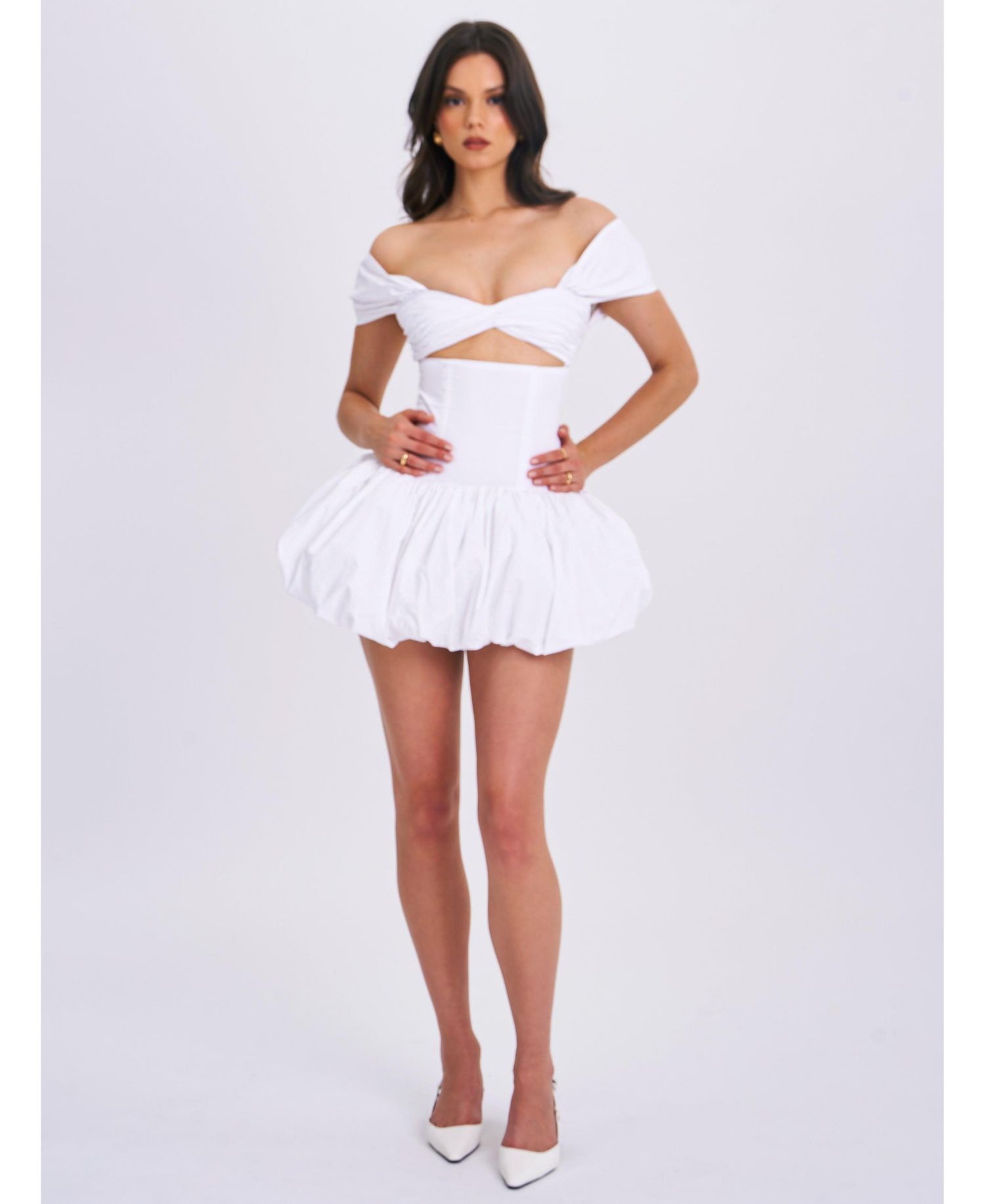 Women's Umika White Bubble Hem Mini Dress