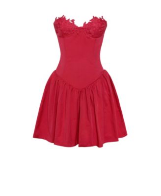 Women's Sacha Red Lace Drop Waist Corset Puffy Mini Dress