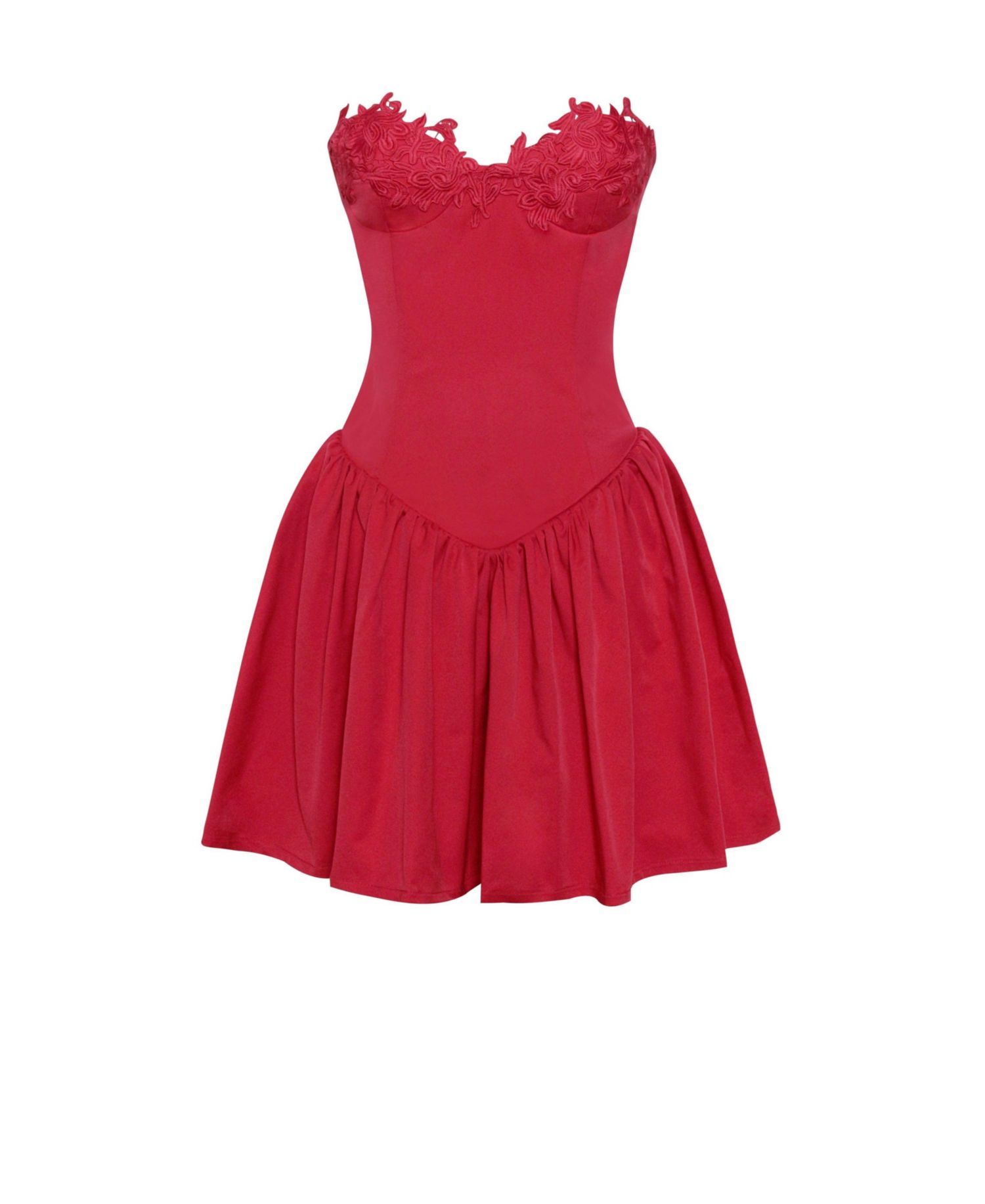 Women's Sacha Red Lace Drop Waist Corset Puffy Mini Dress