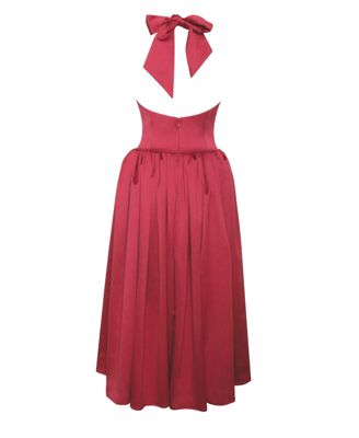 Women's Cara Red Plunging Halter Backless Maxi Dress