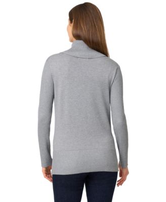 Petite Cowlneck High-Low Side-Slit Sweater