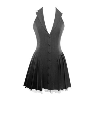 Women's Hazel Grey Preppy Halter Neck Pleated Mini Dress