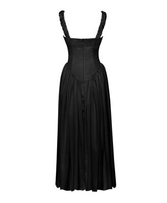 Women's Noreen Black Satin Drop Waist Maxi Sundress