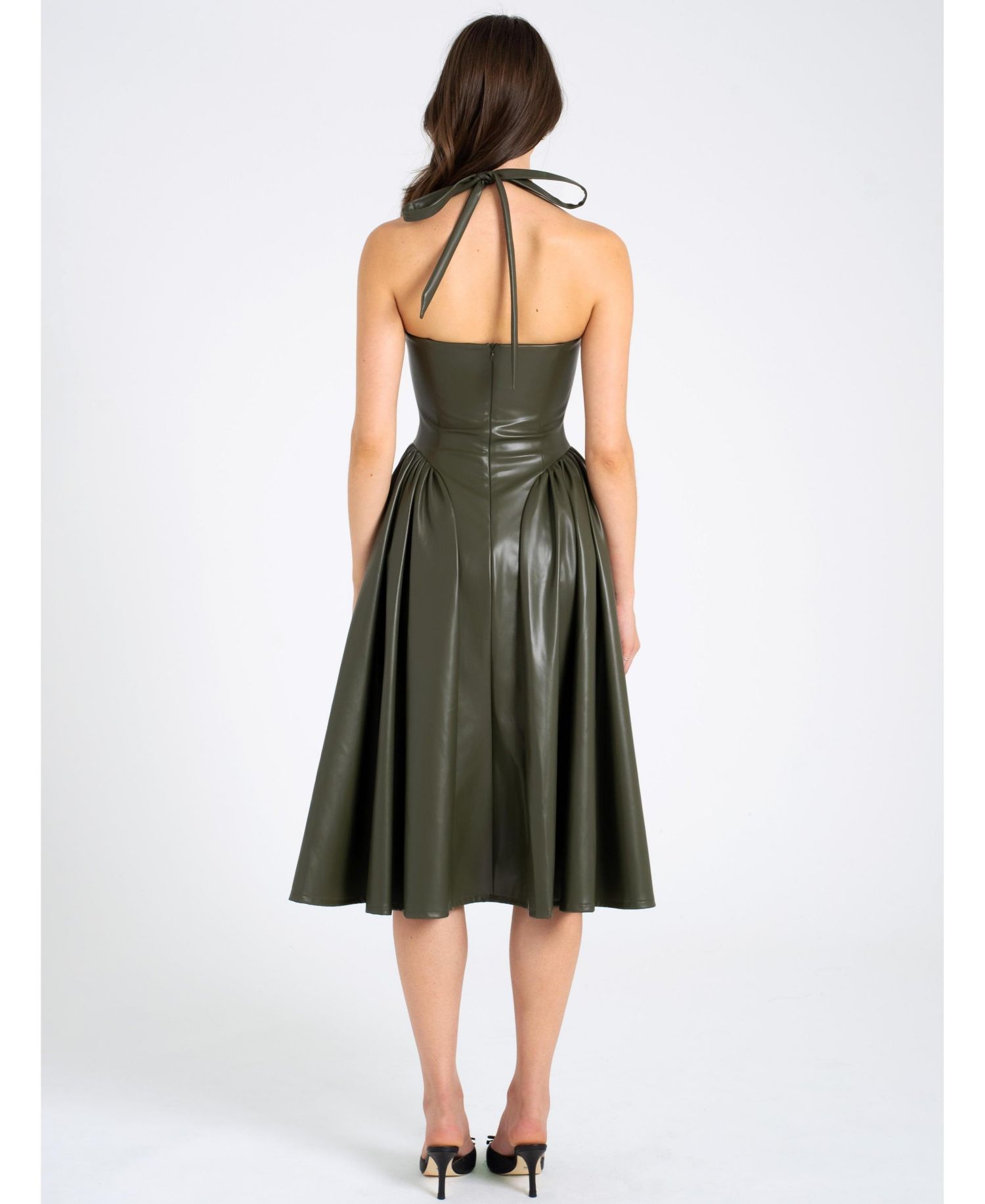 Women's Eliana Olive Faux Leather Dress