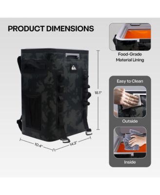 Quiksilver Coastal Collection Zipperless 48-72H 5 Layer Insulated Sweat Free Backpack Cooler with Air Sealed Lid